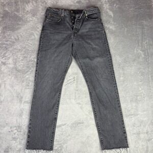 Levi's 501 Original Crop Jeans Womens 28 Black Straight Leg Raw Hem 29502-0191